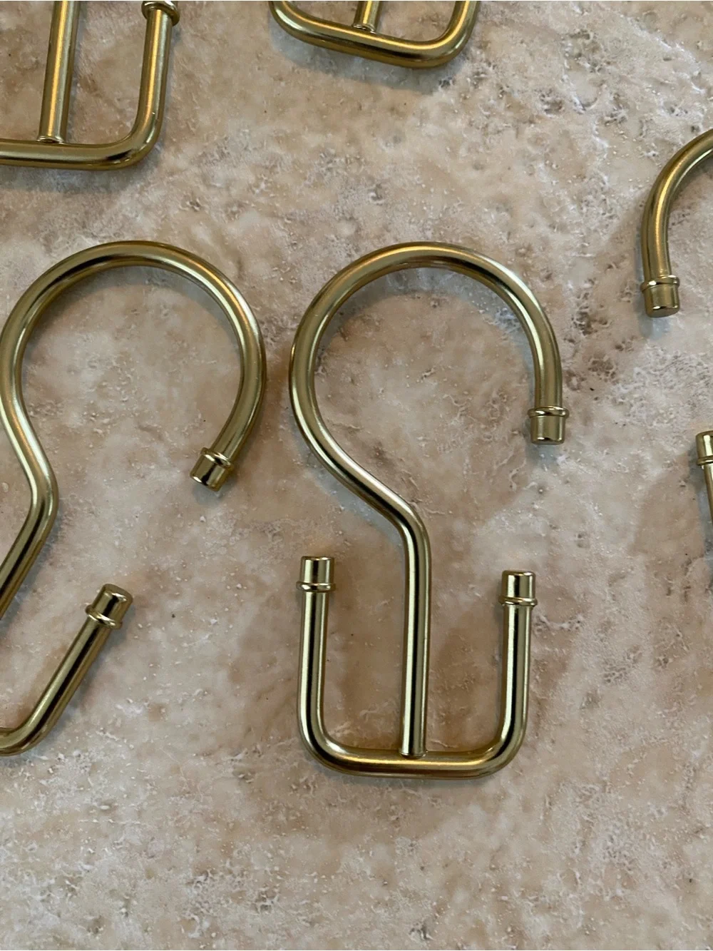 Set of Brass finish Shower Curtain Hooks - Gold Tone